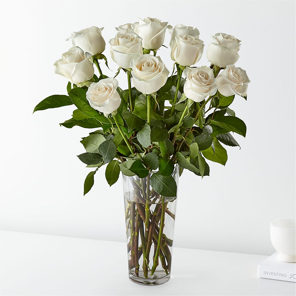 Long Stem White Rose Bouquet – Fox Run Florist, Pinellas Park FL
