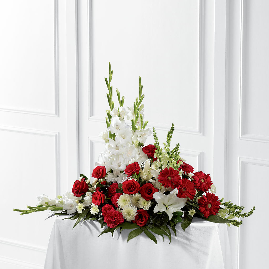 Crimson & White Arrangement – Fox Run Florist, Pinellas Park FL