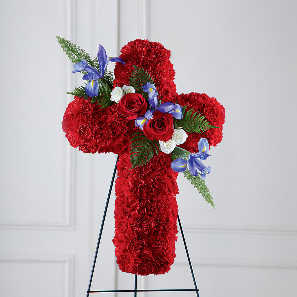 Faithful Hero Floral Cross – Fox Run Florist, Pinellas Park FL