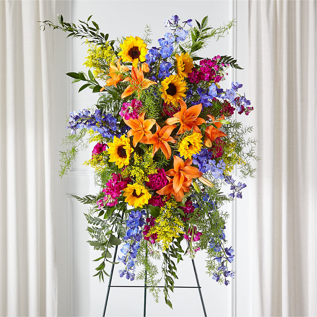 Sunlit Memories Standing Spray (Standard) – Fox Run Florist, Pinellas Park FL