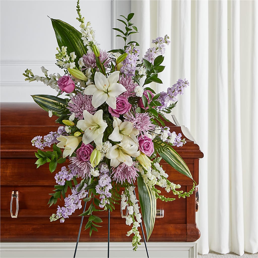 Grateful Hearts Standing Spray – Fox Run Florist, Pinellas Park FL