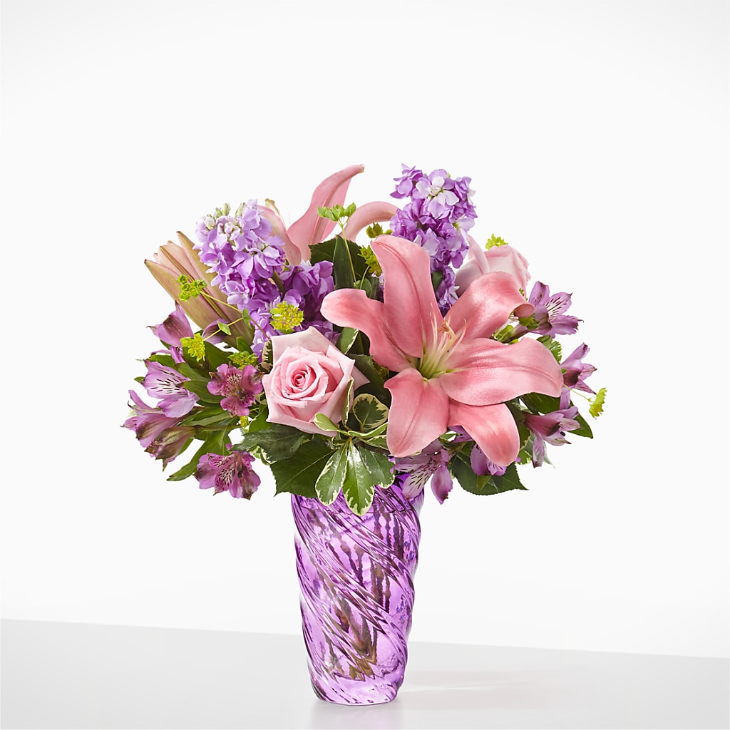 Precious Petals Bouquet with Luxe Swirl Vase – Fox Run Florist, Pinellas Park FL