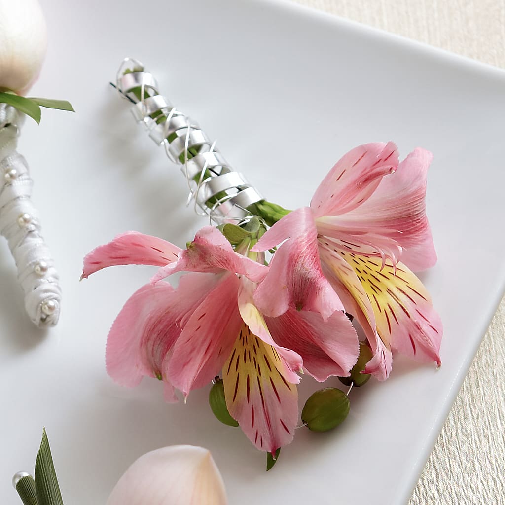 Pink Peruvian Lily Boutonniere – Fox Run Florist, Pinellas Park FL