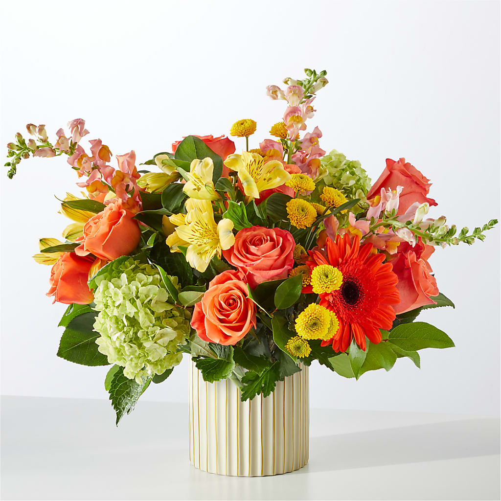 Autumn Sunshine Bouquet with Ivory Vase –  Fox Run Florist, Pinellas Park FL