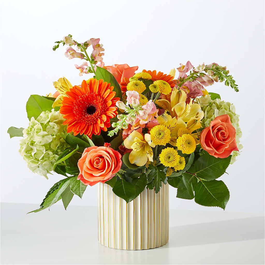 Autumn Sunshine Bouquet with Ivory Vase –  Fox Run Florist, Pinellas Park FL