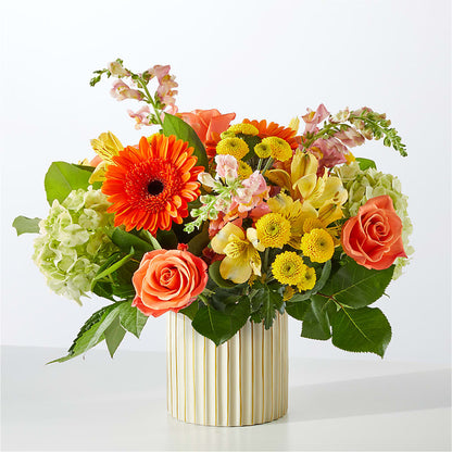 Autumn Sunshine Bouquet with Ivory Vase –  Fox Run Florist, Pinellas Park FL