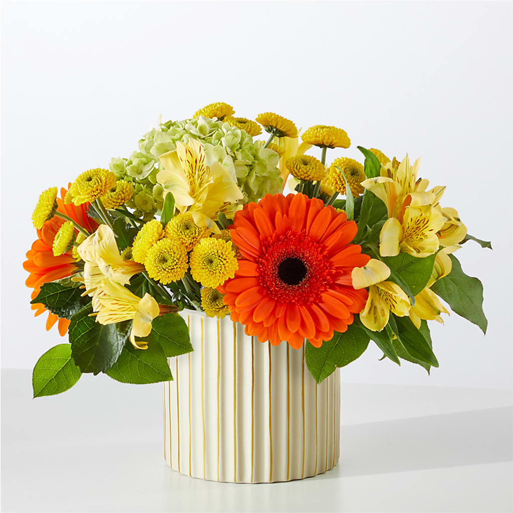 Autumn Sunshine Bouquet with Ivory Vase –  Fox Run Florist, Pinellas Park FL